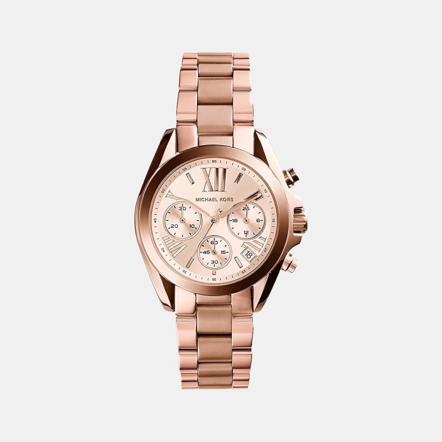 Michael Kors Mini Bradshaw Women Quartz Rose Gold Dial Chronograph Stainless Steel Watch (MK5799)
