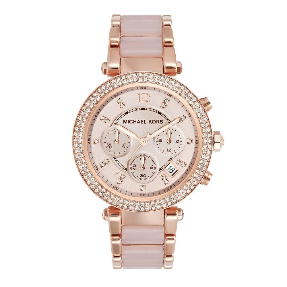 Michael Kors Parker Women Quartz Rose Gold Dial Chronograph Stainless Steel Watch (MK5896)