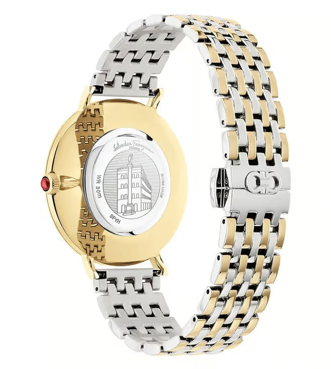 Salvatore Ferragamo Logomania Women's Quartz Black Dial Two-Tone Stainless Steel Watch SFYH00421