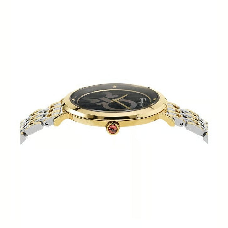Salvatore Ferragamo Logomania Women's Quartz Black Dial Two-Tone Stainless Steel Watch SFYH00421