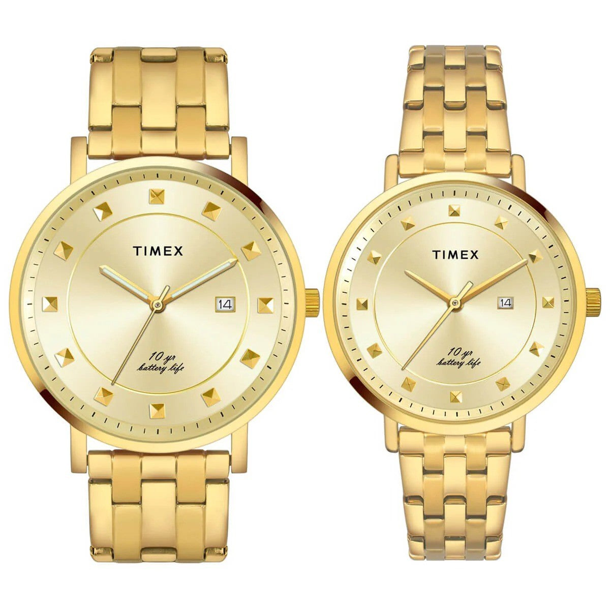 Timex Trend TW00PR280 Silver Dial Couple Pair Watch