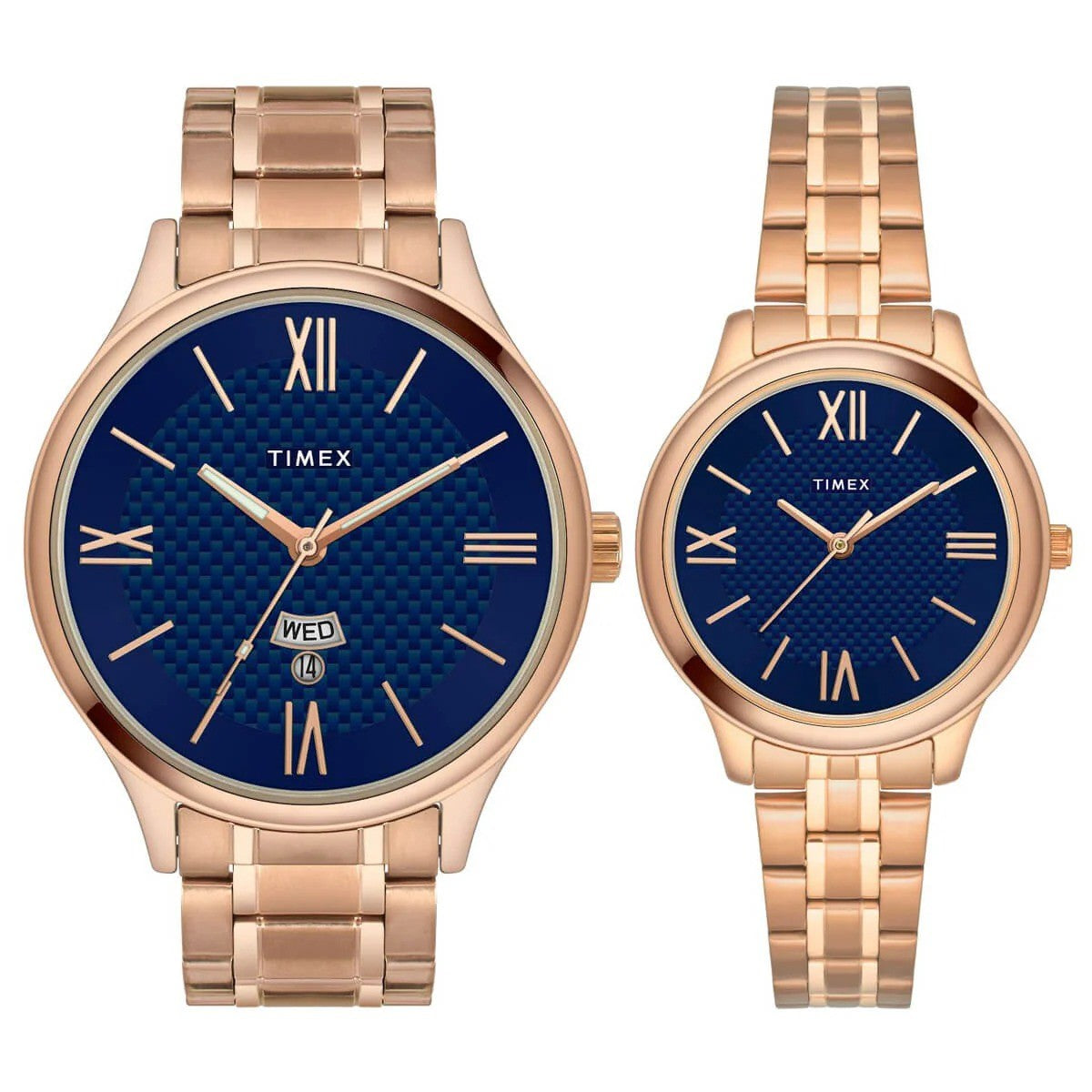 Timex Trend TW00PR284 Silver Dial Couple Pair Watch