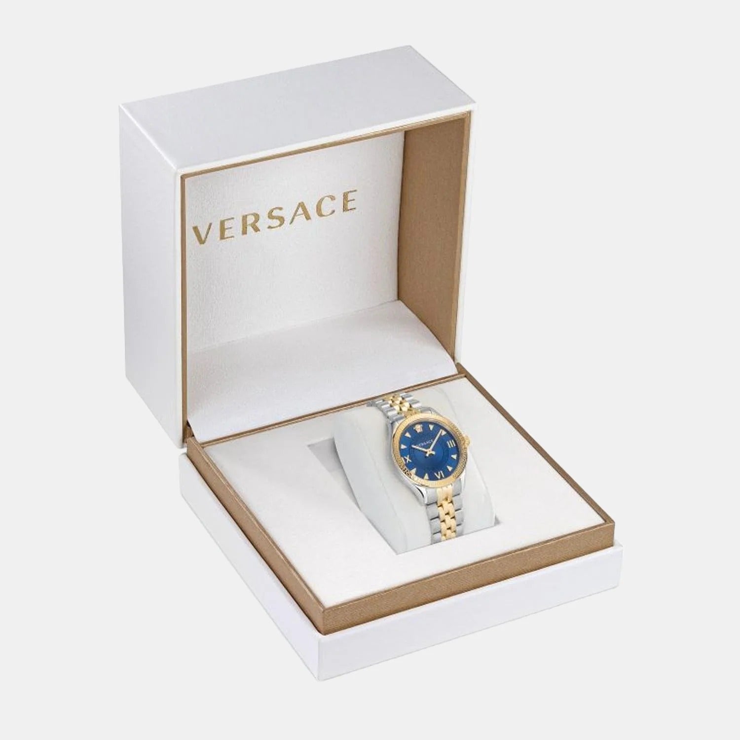 Versace Hellenyium Women's Quartz Blue Dial Analog Two-Tone Stainless Steel Watch VE2S00522