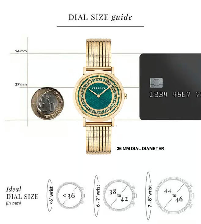 Versace Women Quartz Green Dial Analog Stainless Steel Watch VE3M00622