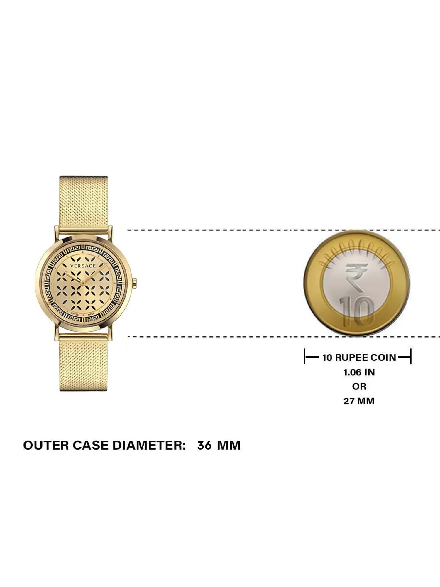 Versace Ver.New Generation(Wc-3M) Women's Quartz Gold Dial Analog Stainless Steel Watch VE3M01223