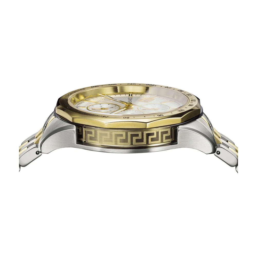 Versace Glaze Men's Quartz Silver Dial Analog  Two-Tone Stainless Steel Watch VEBJ00518