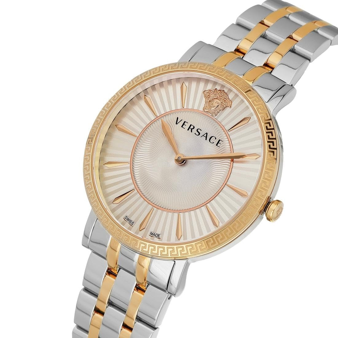 Versace V-Eternal Lady Silver Dual Tone Round Dial Analog Women Watch - VEJL01024