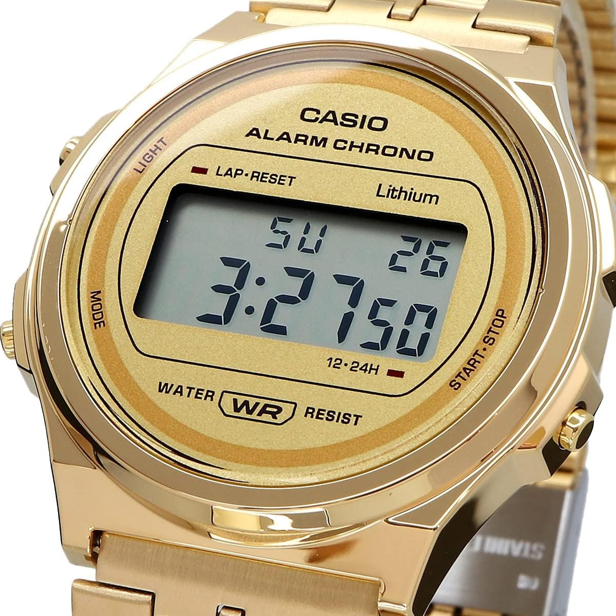 Casio Vintage Digital Golden Dial Stainless Steel Unisex Watch A171WEG-9A