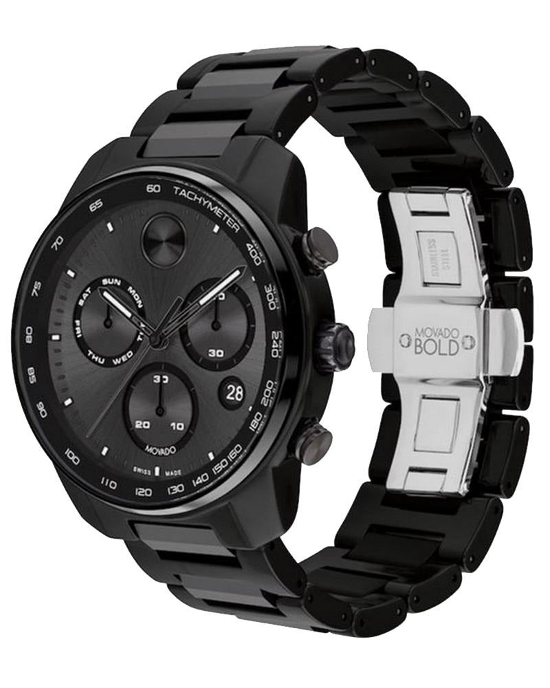 Movado Bold Men Quartz Black Dial Chronograph Ceramic Watch 3601103