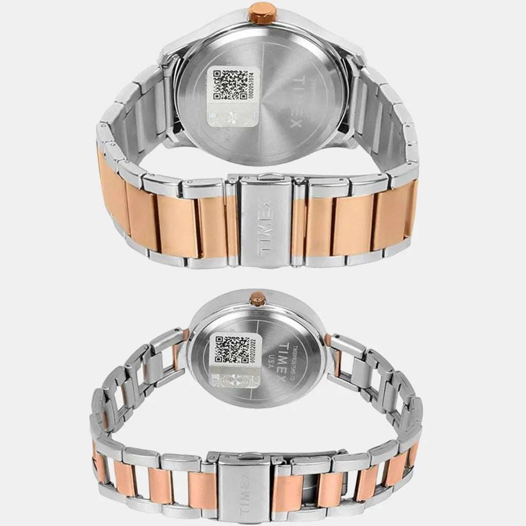 Timex Empera Quartz Blue Dial Multi-Function Stainless Steel Couple Watch TW00PR267