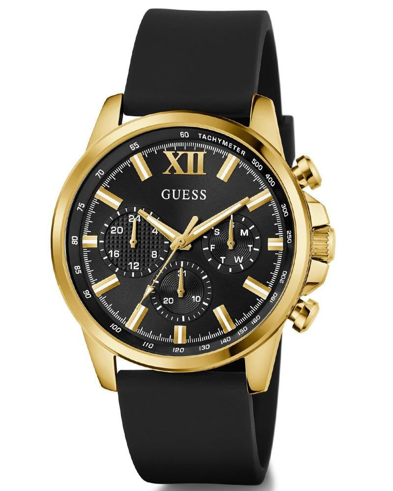 Guess Dress Quartz Black Dial Chronograph Silicone Men's Watch GW0913G2