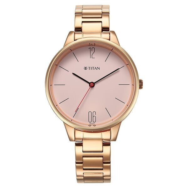 Titan Quartz Analog Rose Gold Dial Watch for Women - 2648WM04
