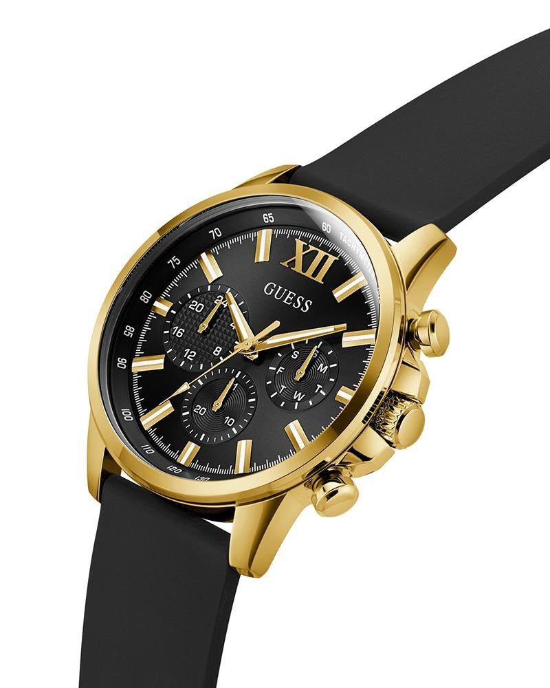 Guess Dress Quartz Black Dial Chronograph Silicone Men's Watch GW0913G2