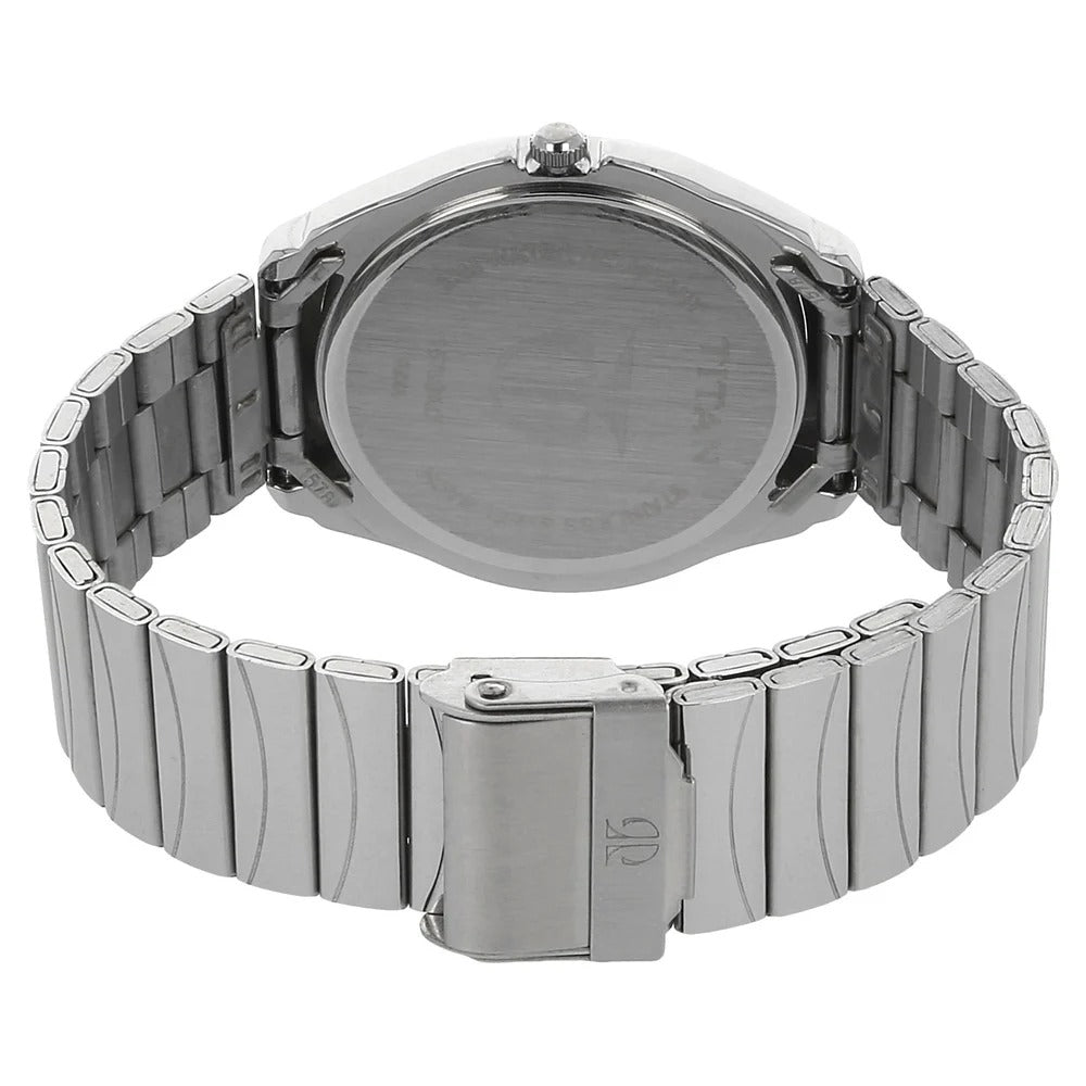 Titan Quartz Analog with Day and Date Black Dial Stainless Steel Strap Watch for Men - 38 mm Case Size - Medium Dial - NU1578SM04