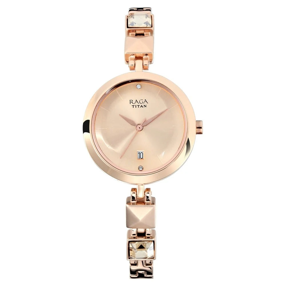 Raga Titan Raga Viva Rose Gold Dial Analog Metal Strap watch for Women - NU2606WM01