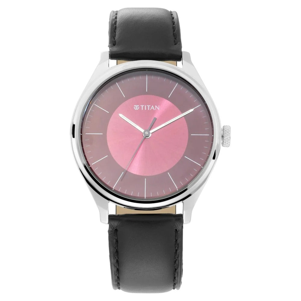 Titan Men's Urban Edge Lustrous Maroon Dial Leather Watch - NP1802SL05