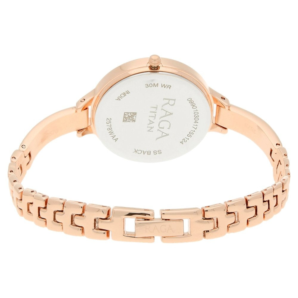 Raga Titan Raga Viva Rose Gold Dial Women Watch With Metal Strap - NU2578WM01