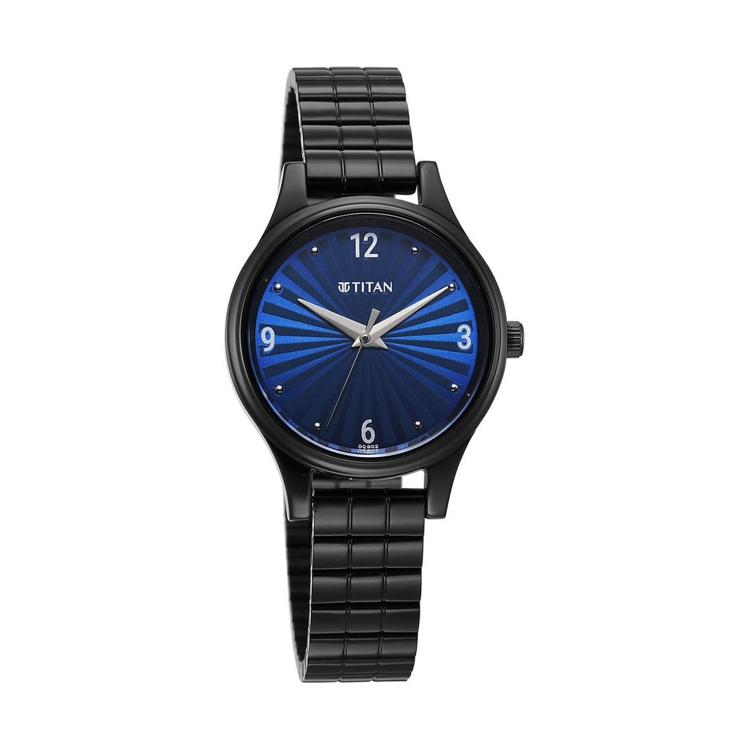 Titan Karishma Quartz Analog Blue Dial Black Stainless Steel Strap Watch For Women nu2679nm02