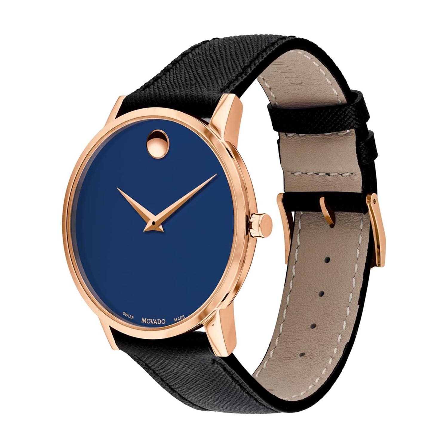 MOVADO Museum Quartz Blue Dial Analog Leather Men's Watch 607266