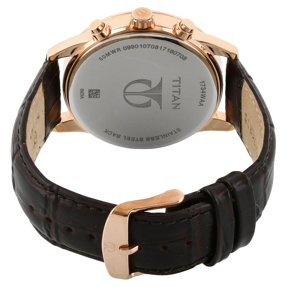 Titan Men's Metropolitan Luxe: Multifunction brown Dial with leather Strap - NU1734WL01