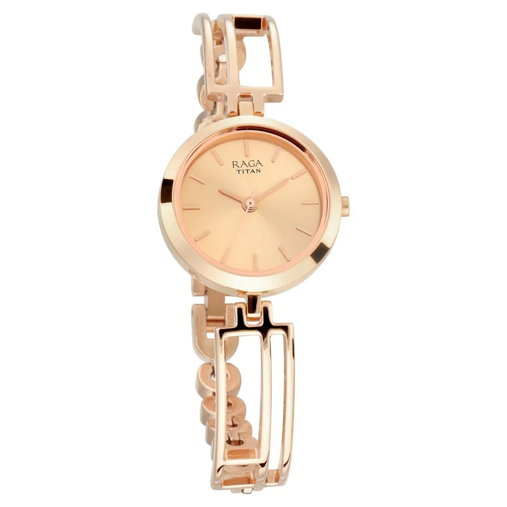 Raga Titan Raga Viva Rose Gold Metal Analog Strap Watch for Women - NU2622WM01