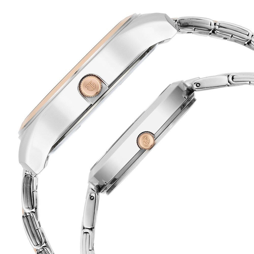 Titan Bandhan White Dial Analog with Date Stainless Steel Strap Watch for Couple - NS16272480KM01P