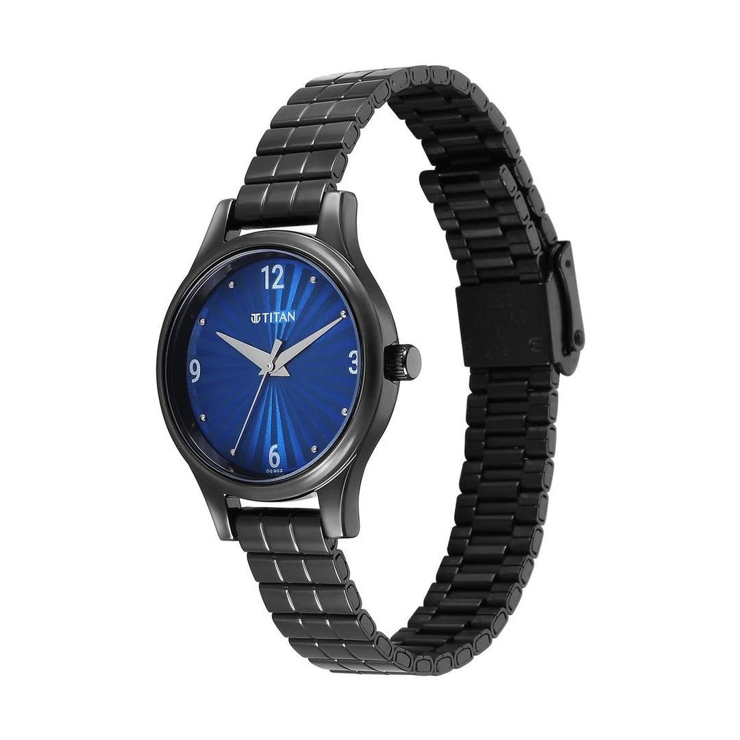 Titan Karishma Quartz Analog Blue Dial Black Stainless Steel Strap Watch For Women nu2679nm02