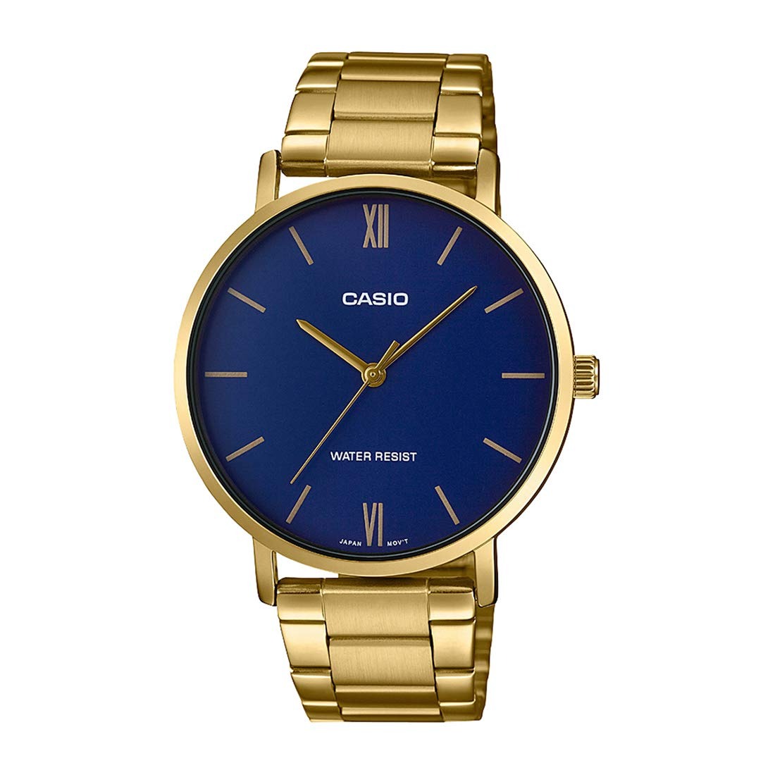 Casio Enticer Analog Blue Dial Gold Stainless Steel Strap Men's Watch MTP-VT01G-2BVDF