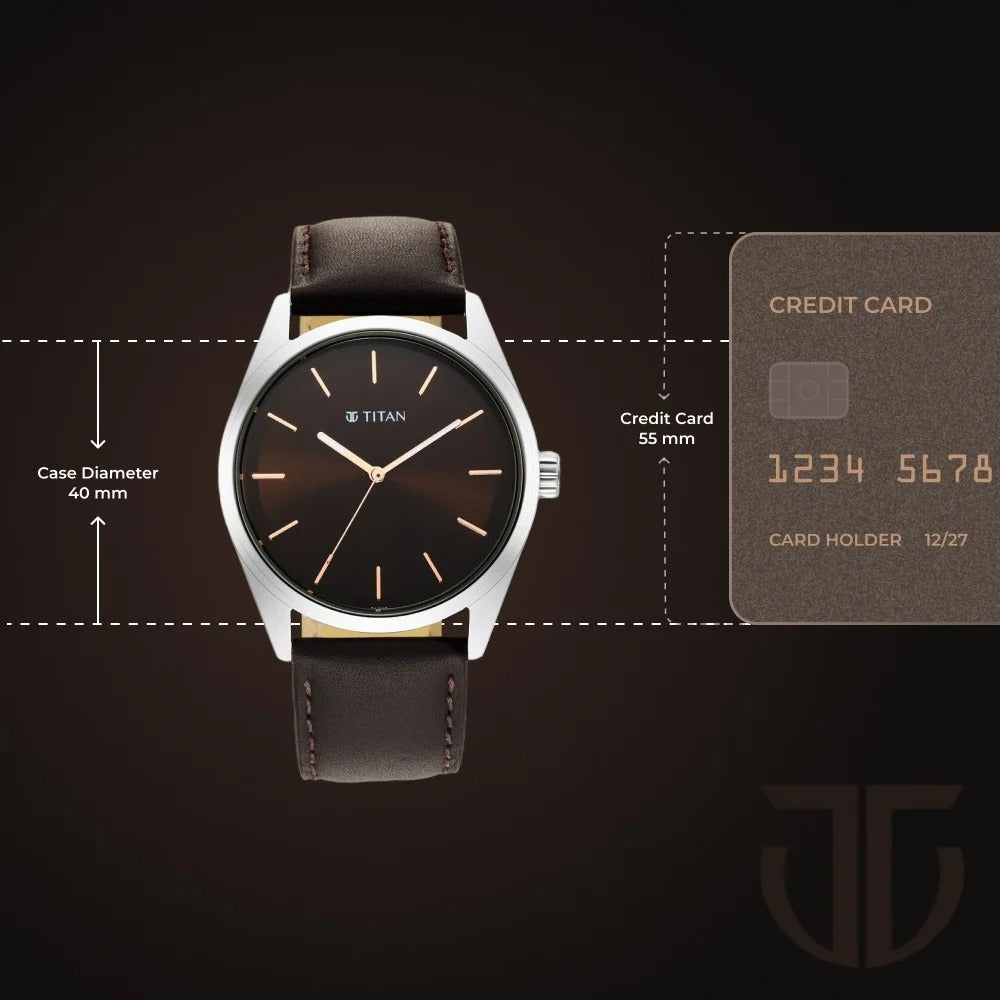 Titan Workwear Brown Dial Analog Leather Strap Watch Men - NU1866SL02