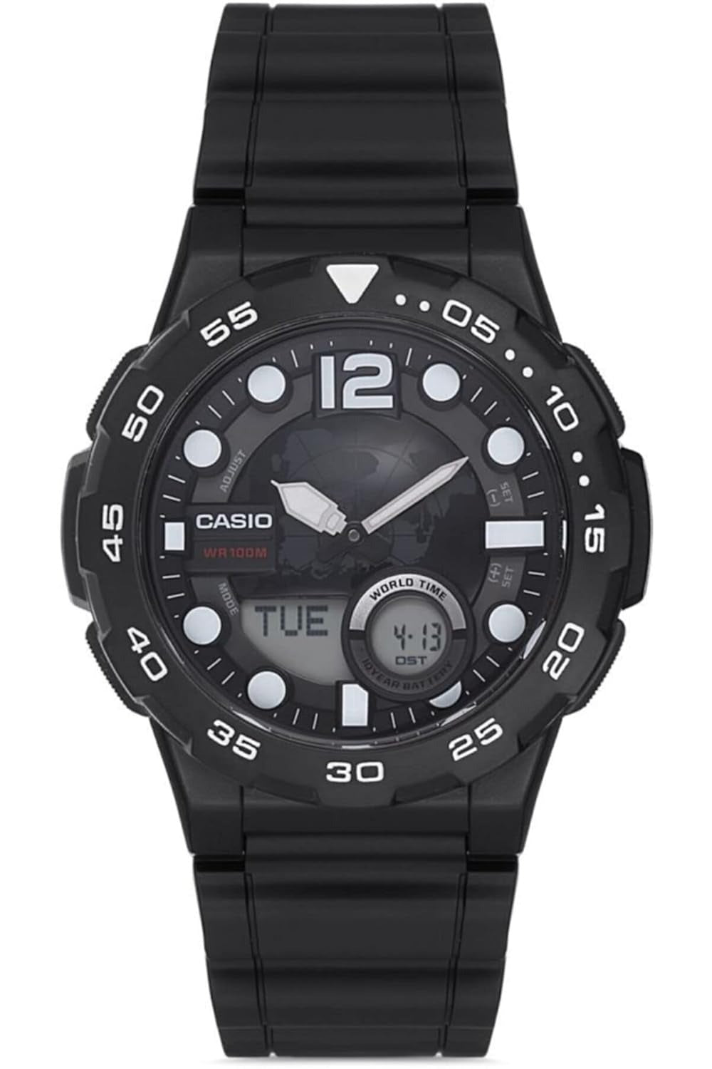 Casio Youth-Combination Analog-Digital Black Dial Resin Strap Men's Watch AEQ-100W-1AVDF
