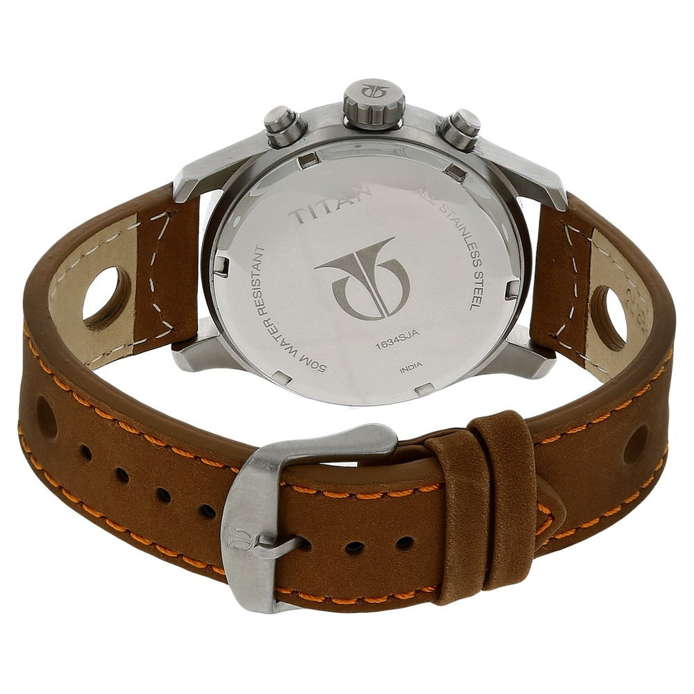 Titan Chronograph Brown Dial Leather Strap watch for Men 1634SL03