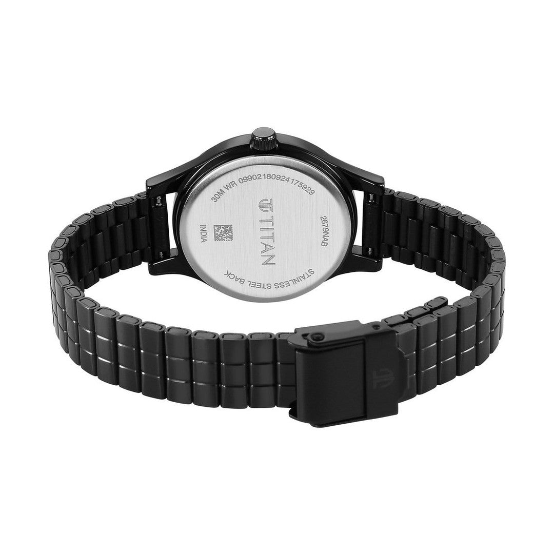 Titan Karishma Quartz Analog Blue Dial Black Stainless Steel Strap Watch For Women nu2679nm02