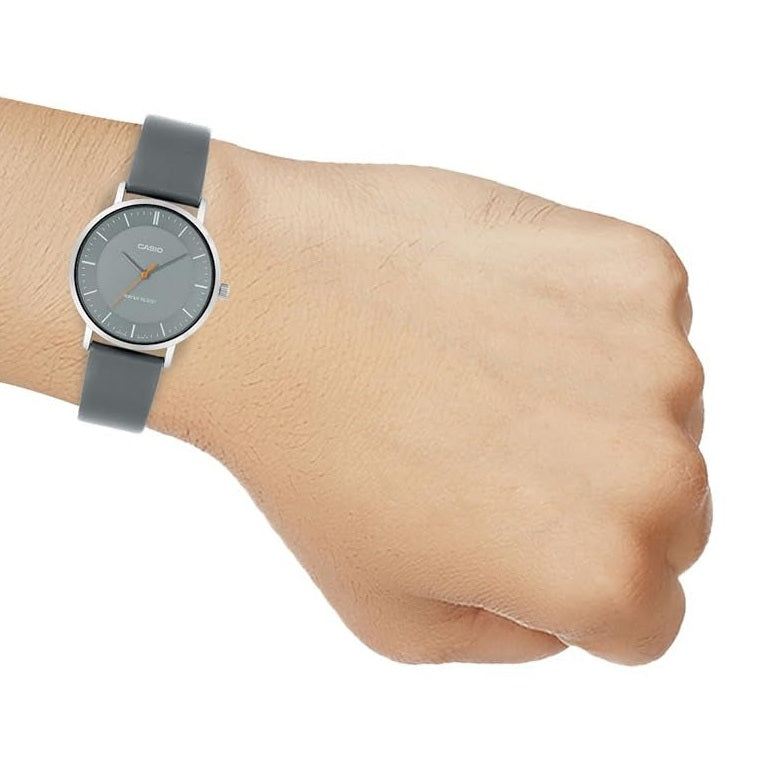 Casio Enticer Analog Gray Dial Stainless Steel Gray Leather Watch MTP-VT04L8EF
