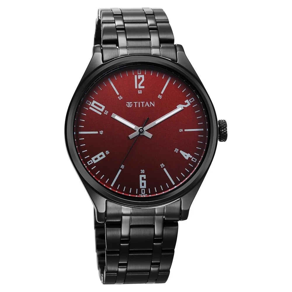 Titan Wrist Wit Quartz Analog Brown Dial Stainless Steel Strap Watch for Men - 1802NM02