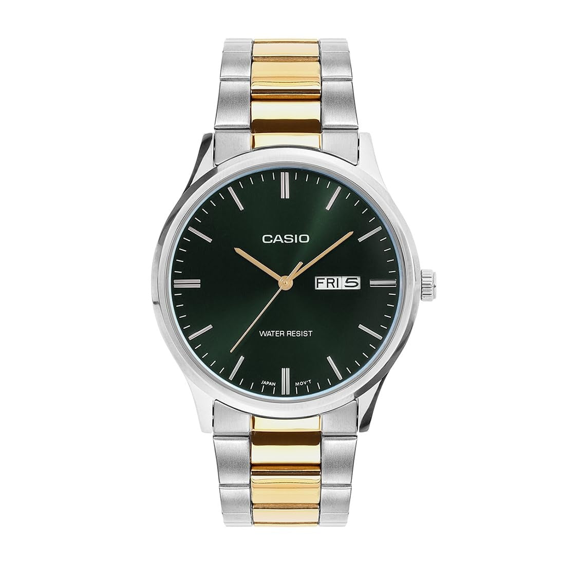 Casio Enticer Analog Green Dial Two-tone Stainless Steel Strap Men's Watch MTP-SN8YSG-3B