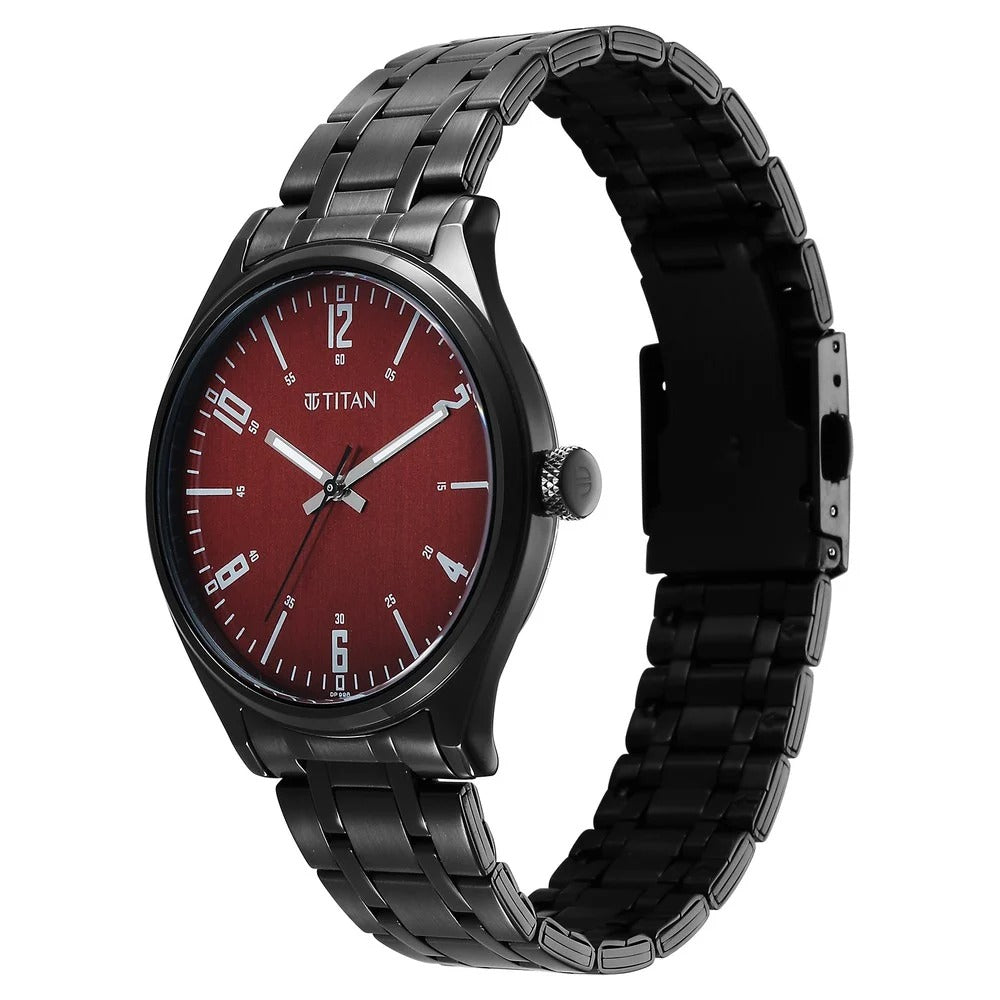 Titan Wrist Wit Quartz Analog Brown Dial Stainless Steel Strap Watch for Men - 1802NM02