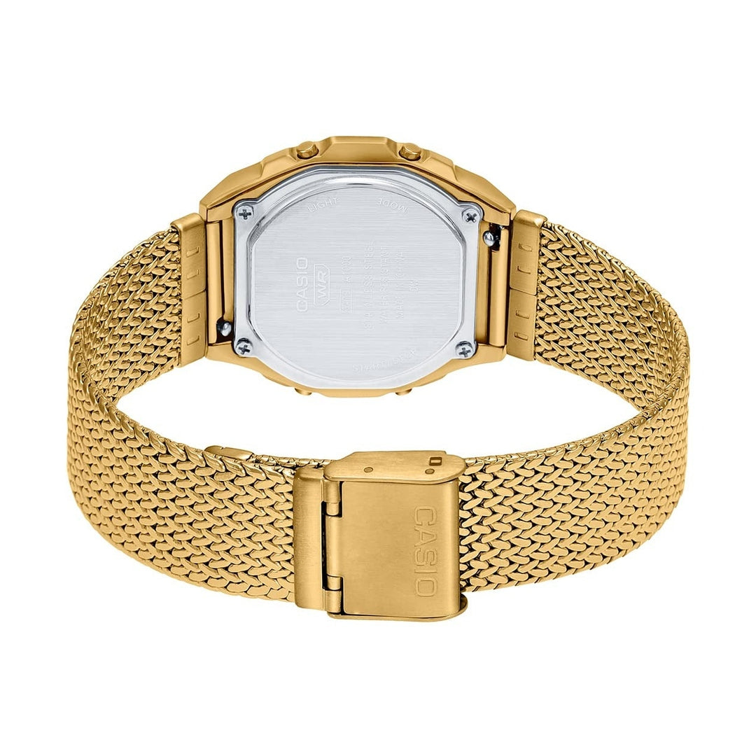 Casio Vintage Digital Black Dial Gold Stainless Steel Unisex Watch A1000MGA-5
