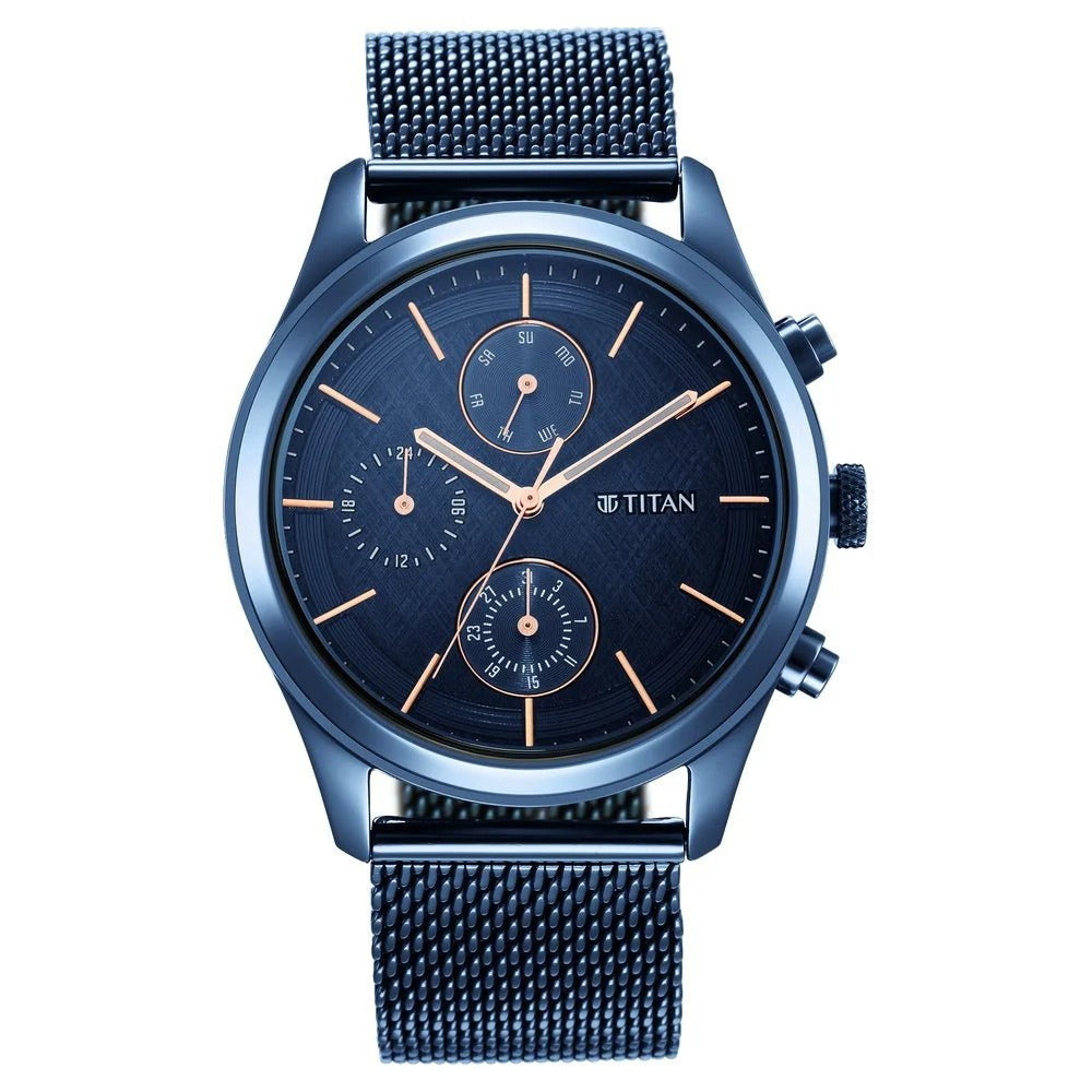 Titan Sartorial Neo Splash Blue Dial Men's Watch NT1805QM02