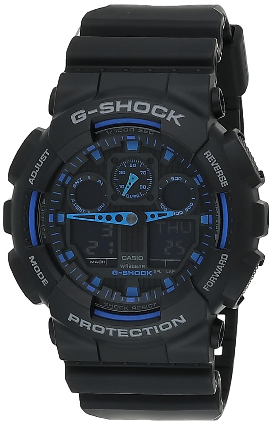 G-Shock Black & Blue Dial Resin Strap Analog-Digital Men's Watch GA-100-1A2DR