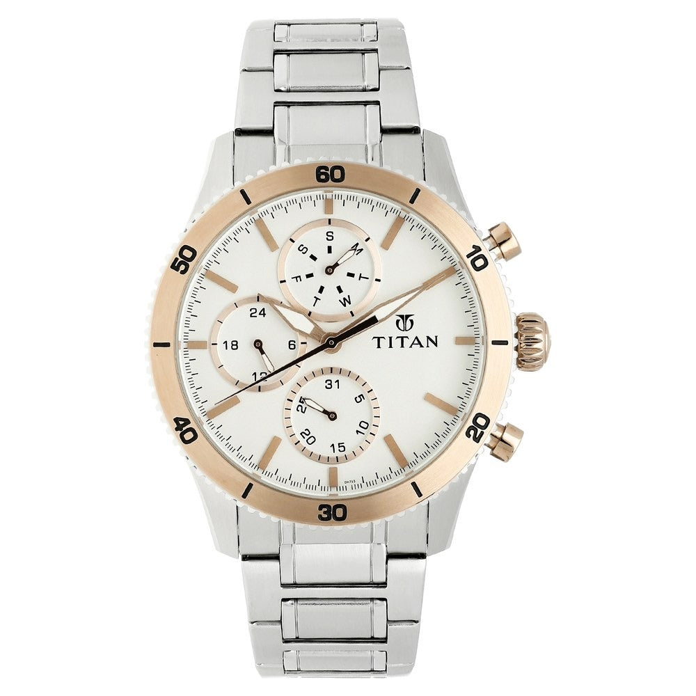 Titan Chronograph Silver Dial Men's Watch 90105KM02
