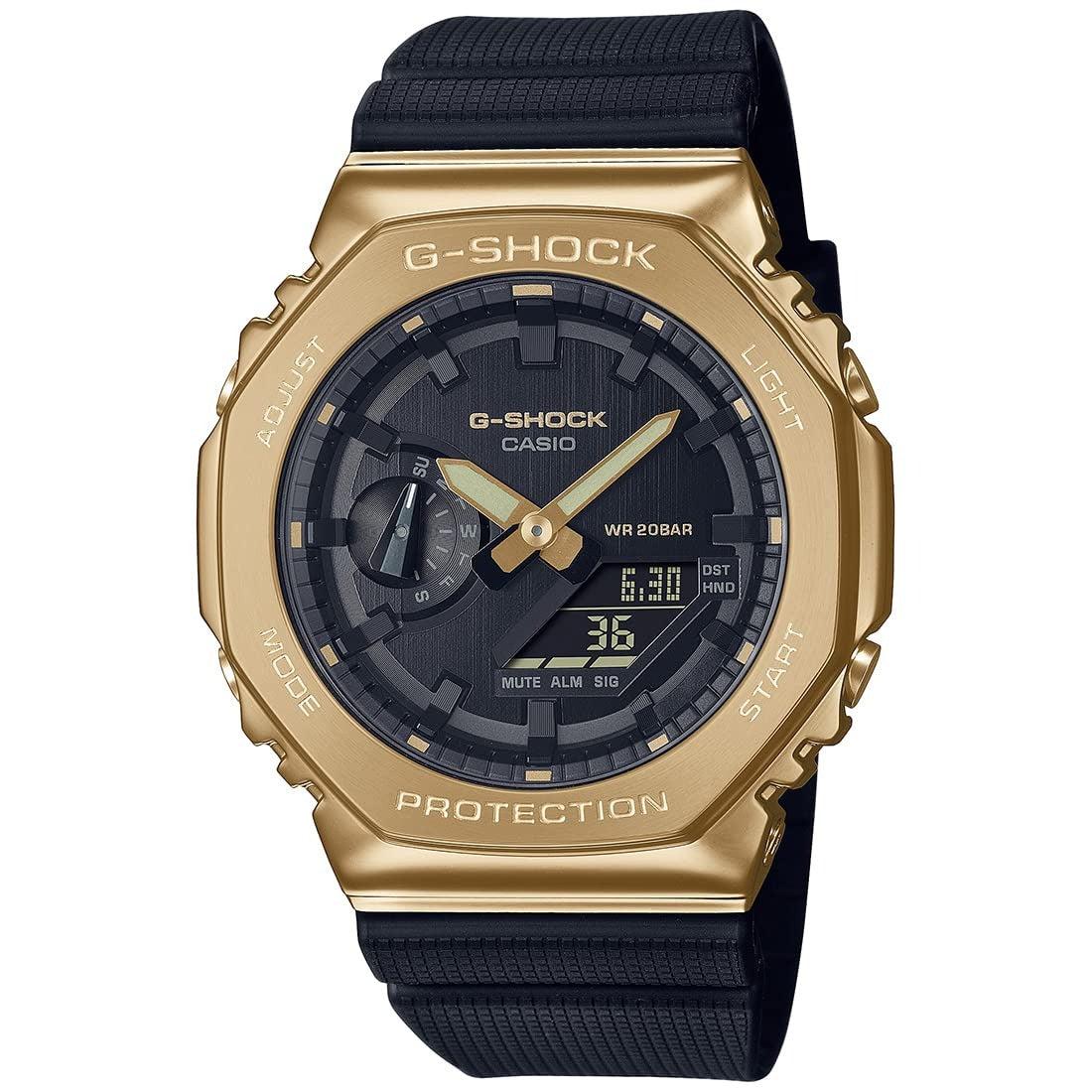 G-Shock Black Gold Dial Resin Strap Analog-Digital Men's Watch GM-2100G-1A9DR