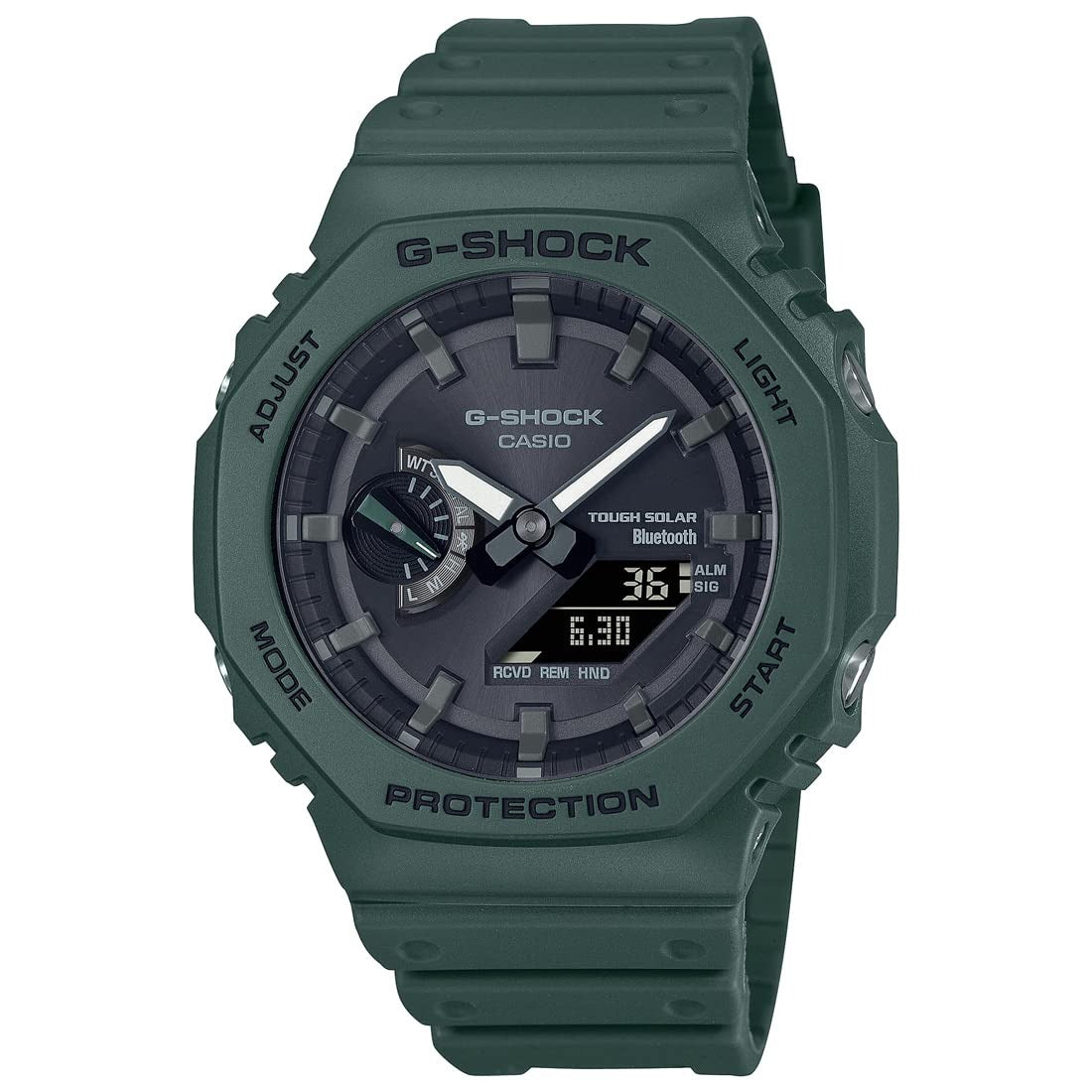 G-Shock Analog-Digital Black Dial Green Resin Strap Solar Bluetooth Men's Watch GA-B2100-3ADR