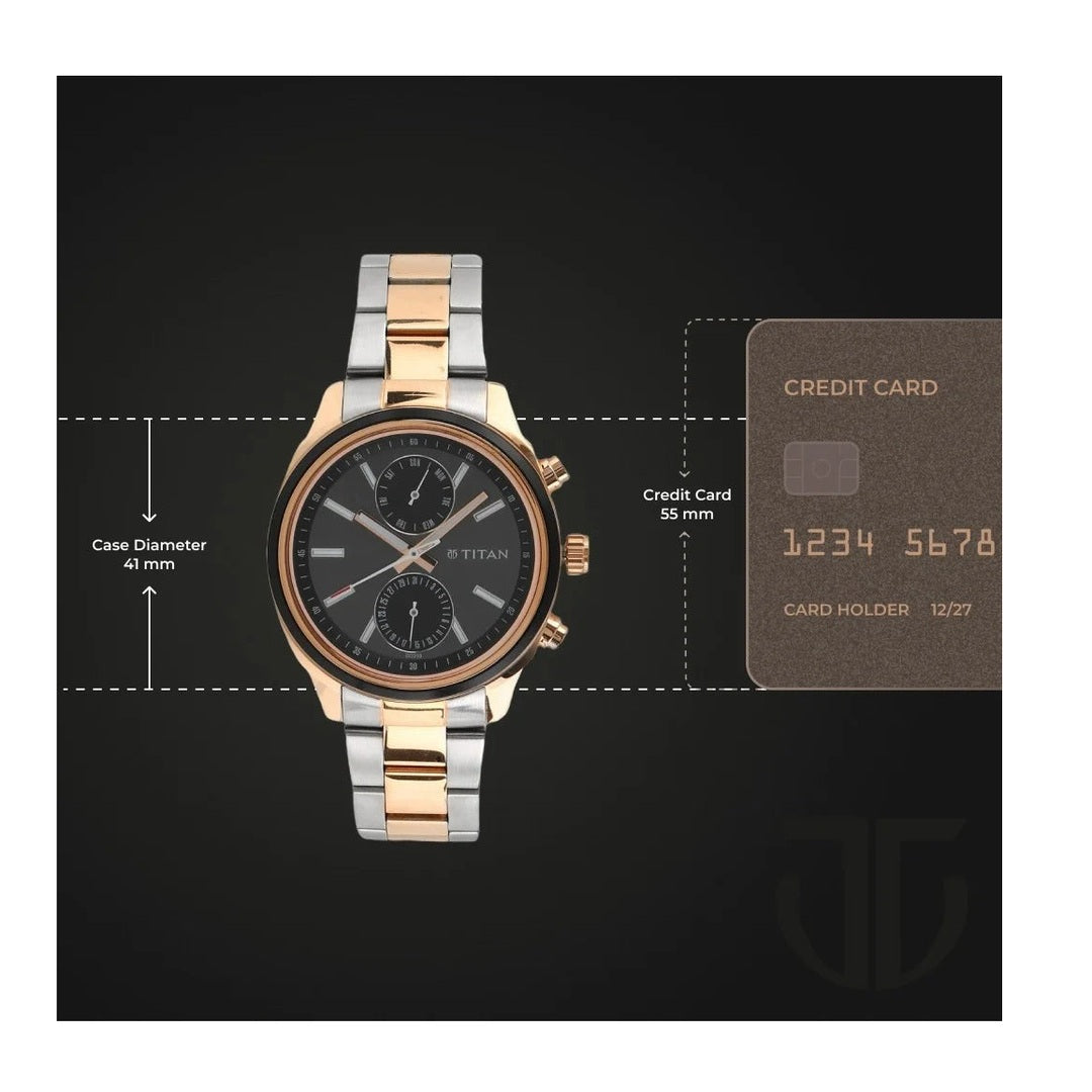 Titan Metropolitan Luxe Black Dial Men's Watch NT1733KM03