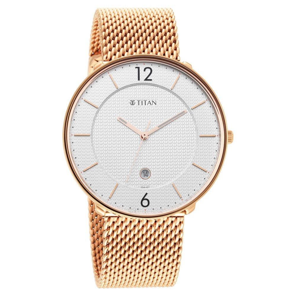 Titan Black and Gold Silver Dial Men's Watch NT1849WM01