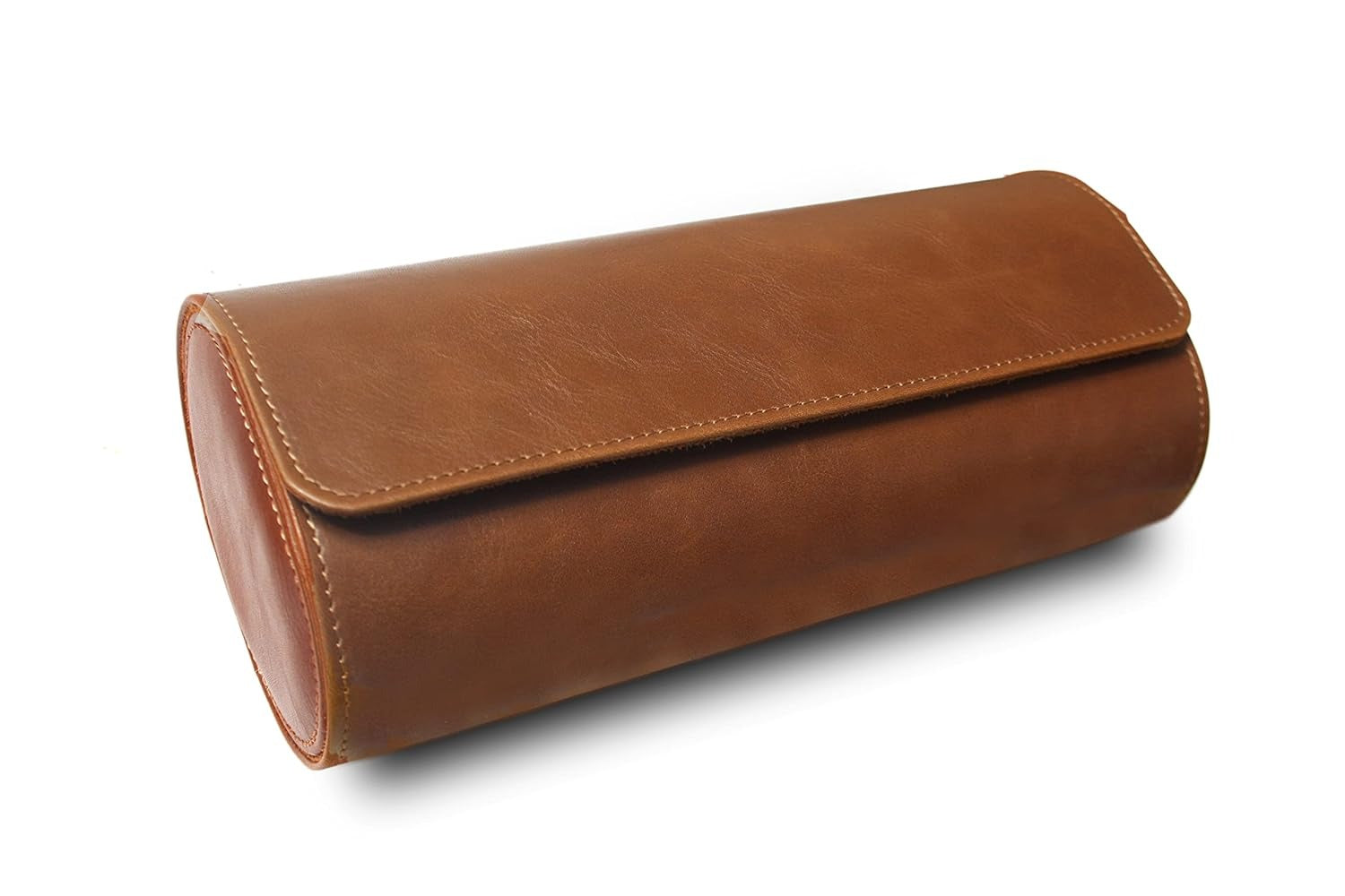 Luxury 3 Slot Leather Watch Roll Case – Premium Travel Watch Organizer for Men & Women – Brown