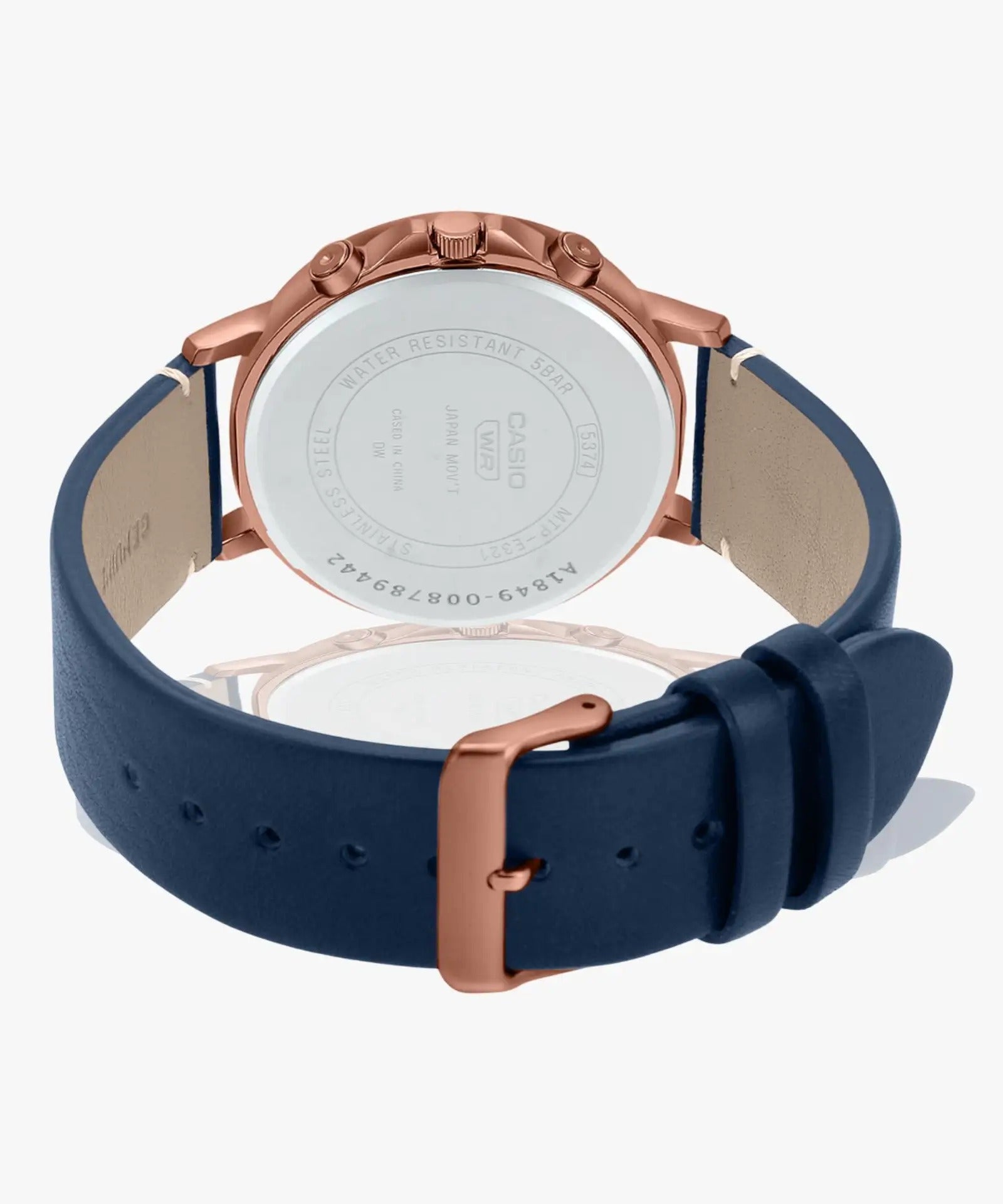 Casio Enticer Analog Blue Dial Leather Strap Men's Watch MTP-E321RL-2AVDF (A1849)