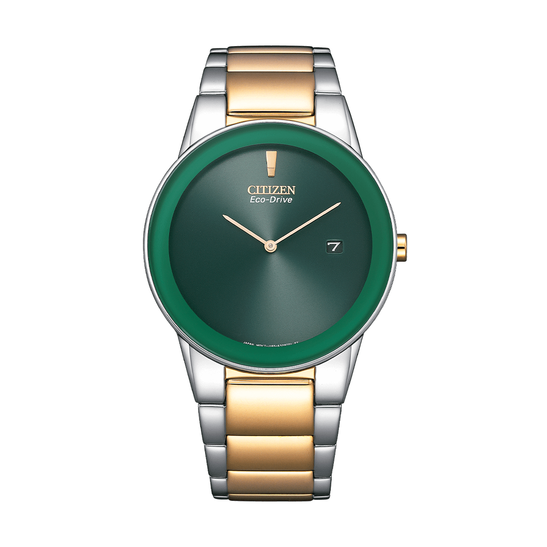 Citizen Axiom Men Quartz Green Dial Analog Stainless Steel Watch AU1064-85X