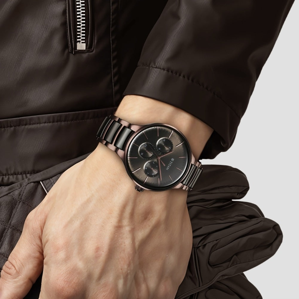 Titan Ceramic Fusion Black Dial Men's Watch NT90148KD05