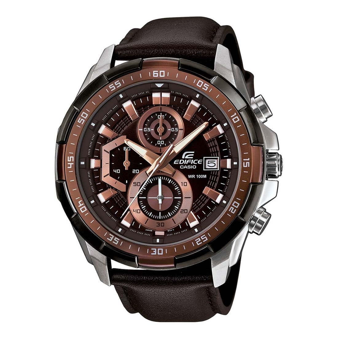 Casio Edifice Brown Dial Leather Strap Chronograph Men's Watch EFR-539L-5AVUDF