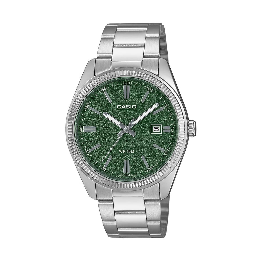 Casio Enticer Analog Green Dial Stainless Steel Bracelet Men's Watch MTP-1302DA-3AVDF